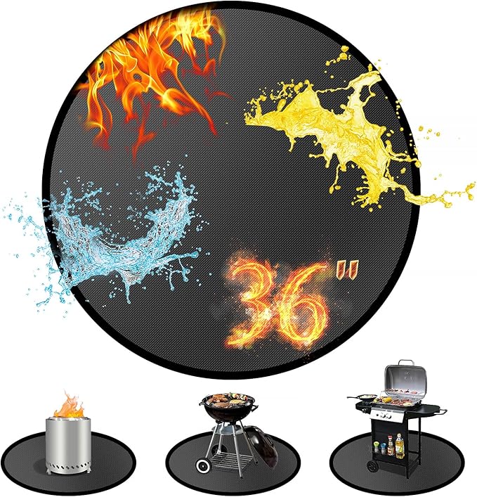 Youlvy 36" Round Fire Pit Mat for Solo Stove Bonfire & Under Grill Mat