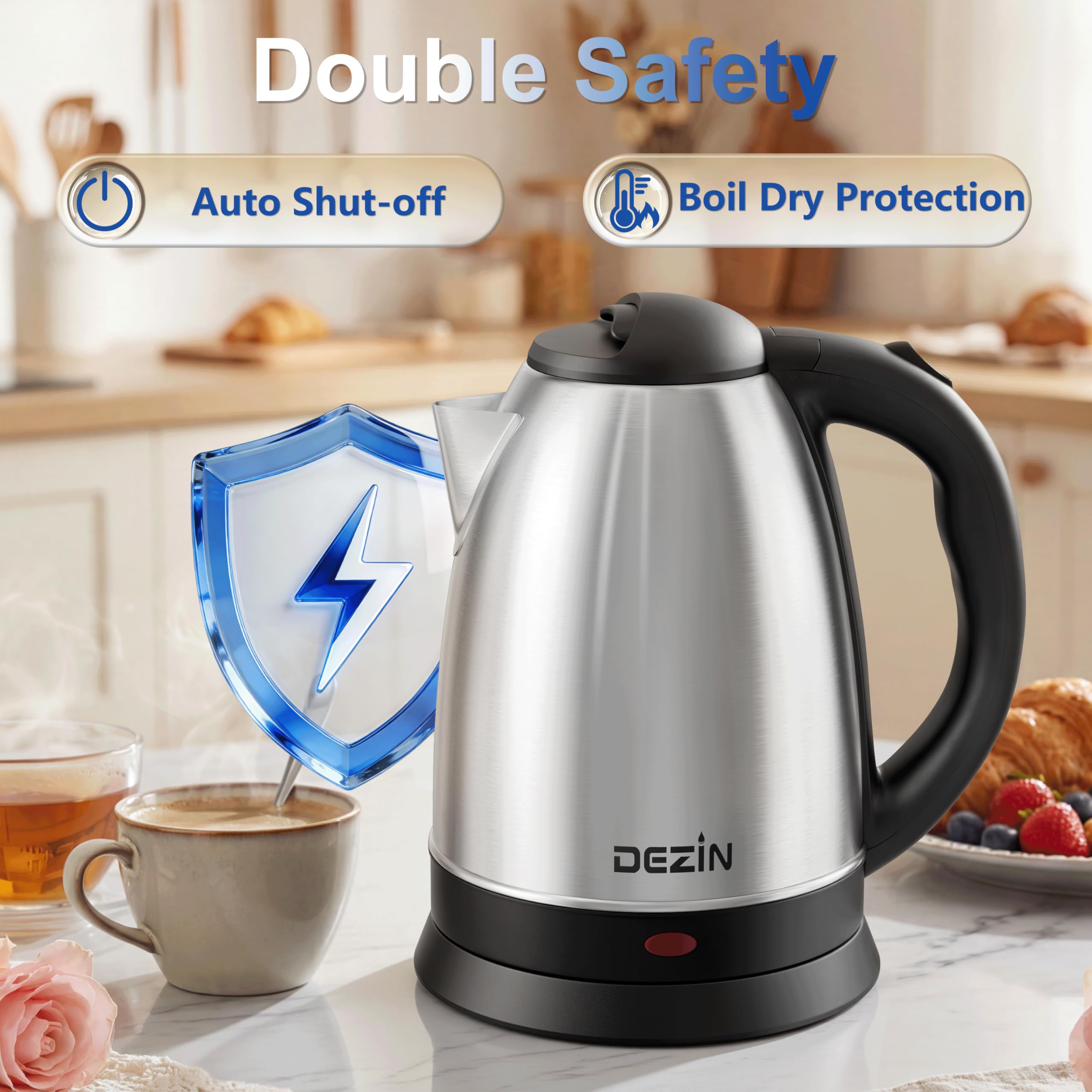 DEZIN 2L Electric Kettle, Fast Boil Electric Tea Kettle, 1000W Water Boiler