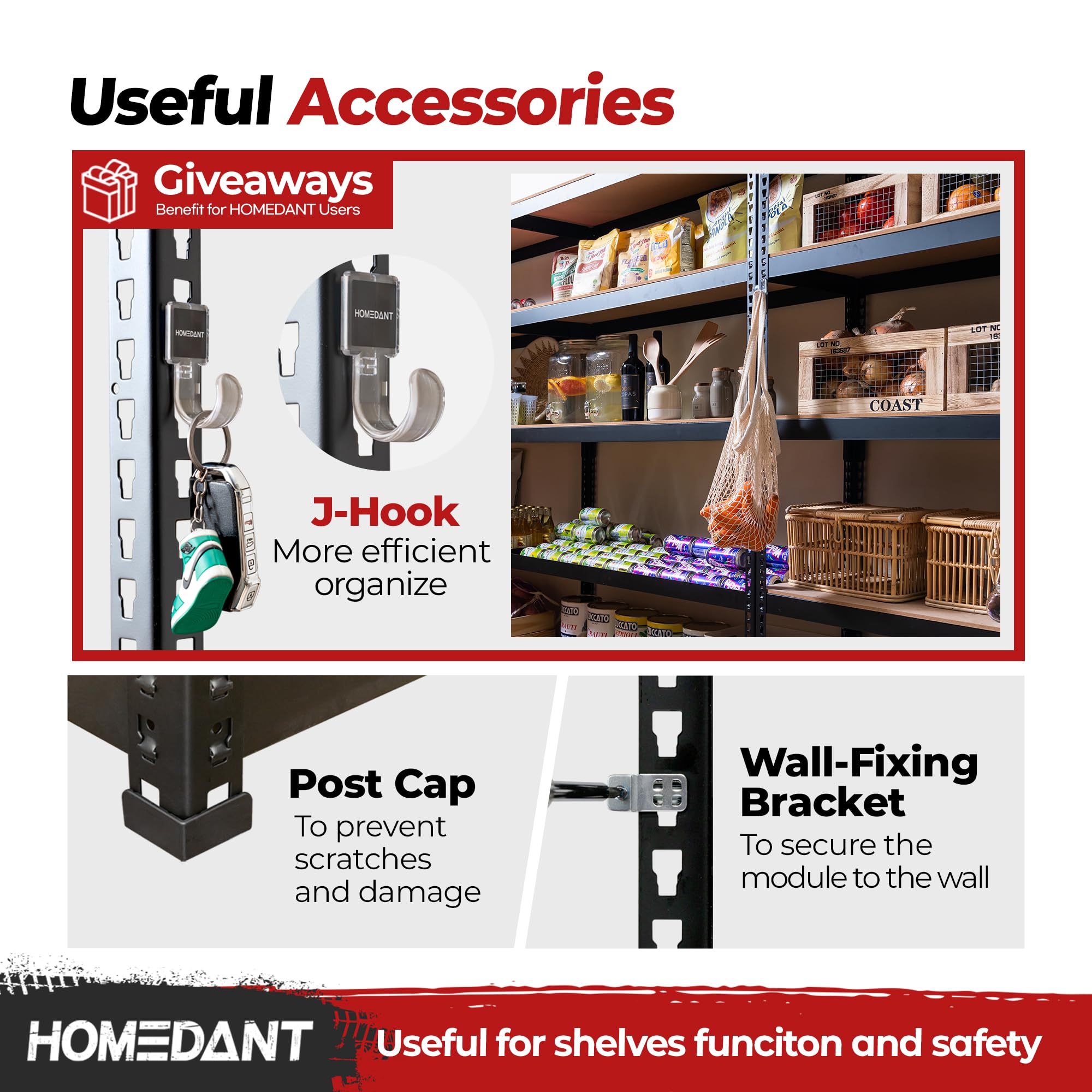 HOMEDANT 47.7" W 5 Tier Heavy Duty Garage Shelving Adjustable Metal Rack Storage Shelves Standing Shelf Unit Organizers Industrial Warehouse Basement Black 2Pack