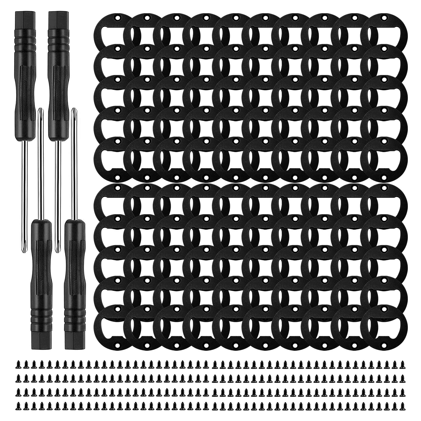 Ohiyoo 100 Set DIY Bottle Opener Kit - Stainless Steel Metal Opener Inserts for Wood (Black)