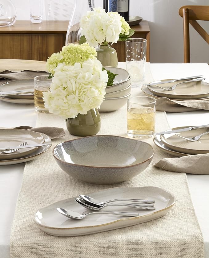 Oneida Organic Shades Oatmeal Stoneware 2-Piece Serving Platter Set