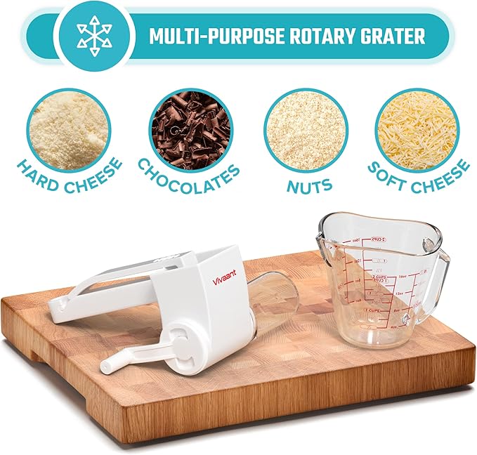Vivaant Rotary Cheese Grater Hand Crank, Handheld Parmesan Cheese Shredder