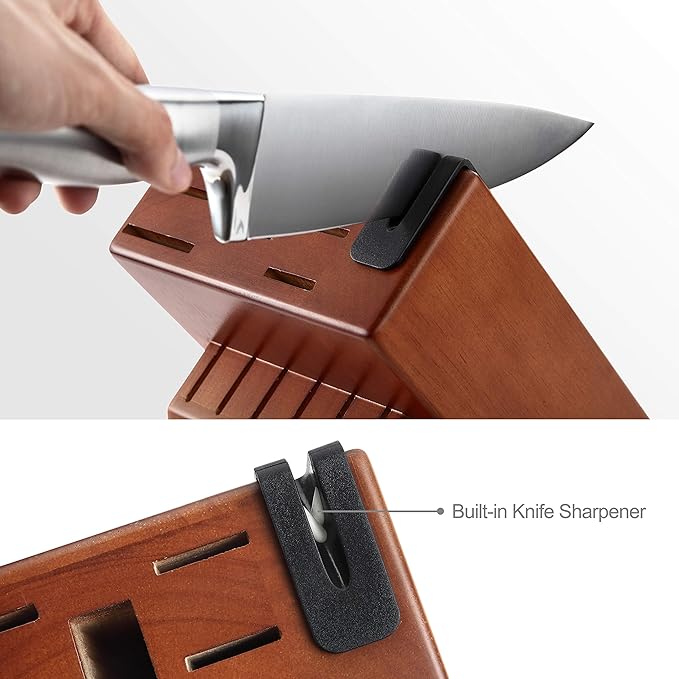 McCook Kitchen Knife Set 15PC Knife Block Set w Built-in Sharpener