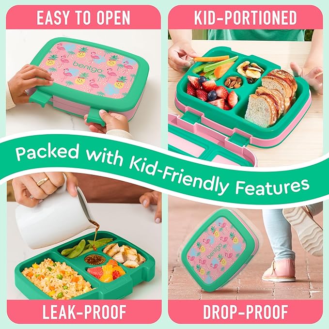 Bentgo Kids Prints Leak-Proof 5-Compartment Bento-Style Kids Lunch Box