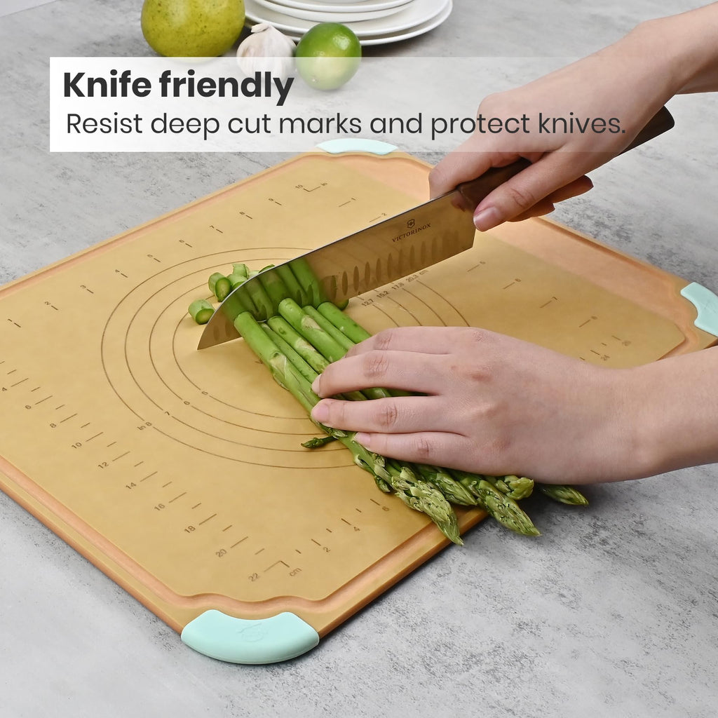 VAL CUCINA Wood Cutting Boards for Kitchen, Reversible Chopping Boards with Juice Grooves Non Slip Feet, Natural Wood Fiber, Dishwasher Safe, Eco-Friendly, Juice Grooves,BPA Free