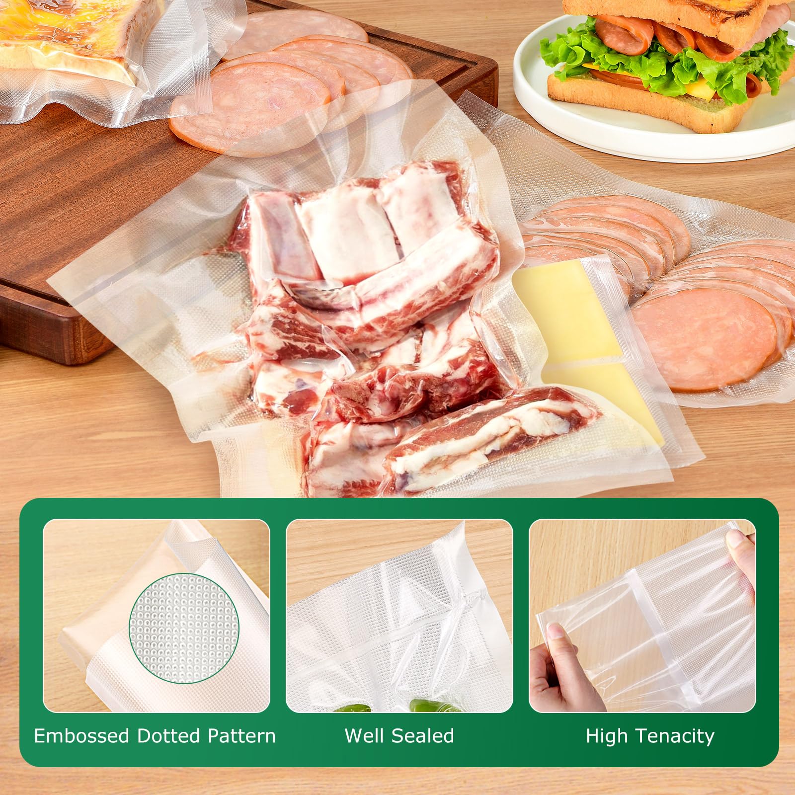 FRESKO Vacuum Sealer Bags Pint Size 100 Pack 6"x10", Seal a Meal Vac