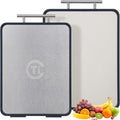 Titanium Cutting Board for Kitchen- Double Sided Cutting Board with Stand, Textured Food-Grade Pure Titanium Side for Chopping Meat, PP Side for Vegetables, Easy to Clean(14.5”×11”, 1 PC)