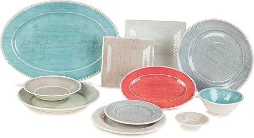 Carlisle FoodService Products Grove Reusable Plastic Plate Square Plate with Rim for Home and Restaurant, Melamine, 10.5 Inches, Smoke, (Pack of 12)