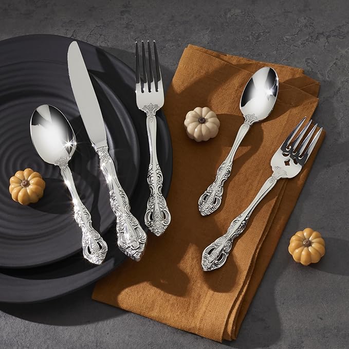 Oneida Michelangelo Fine Flatware Teaspoons, Set of 4, 18/10 Stainless Steel, Silverware Set, Dishwasher Safe