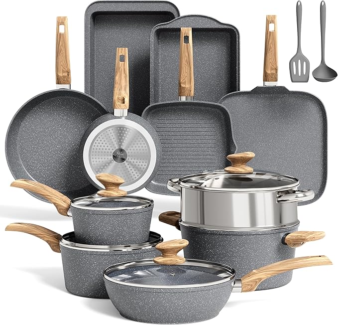 MAISON ARTS Pots and Pans Set, Granite Kitchen Induction Cookware Sets