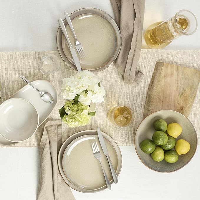 Oneida Organic Shades Oatmeal Stoneware 2-Piece Serving Platter Set
