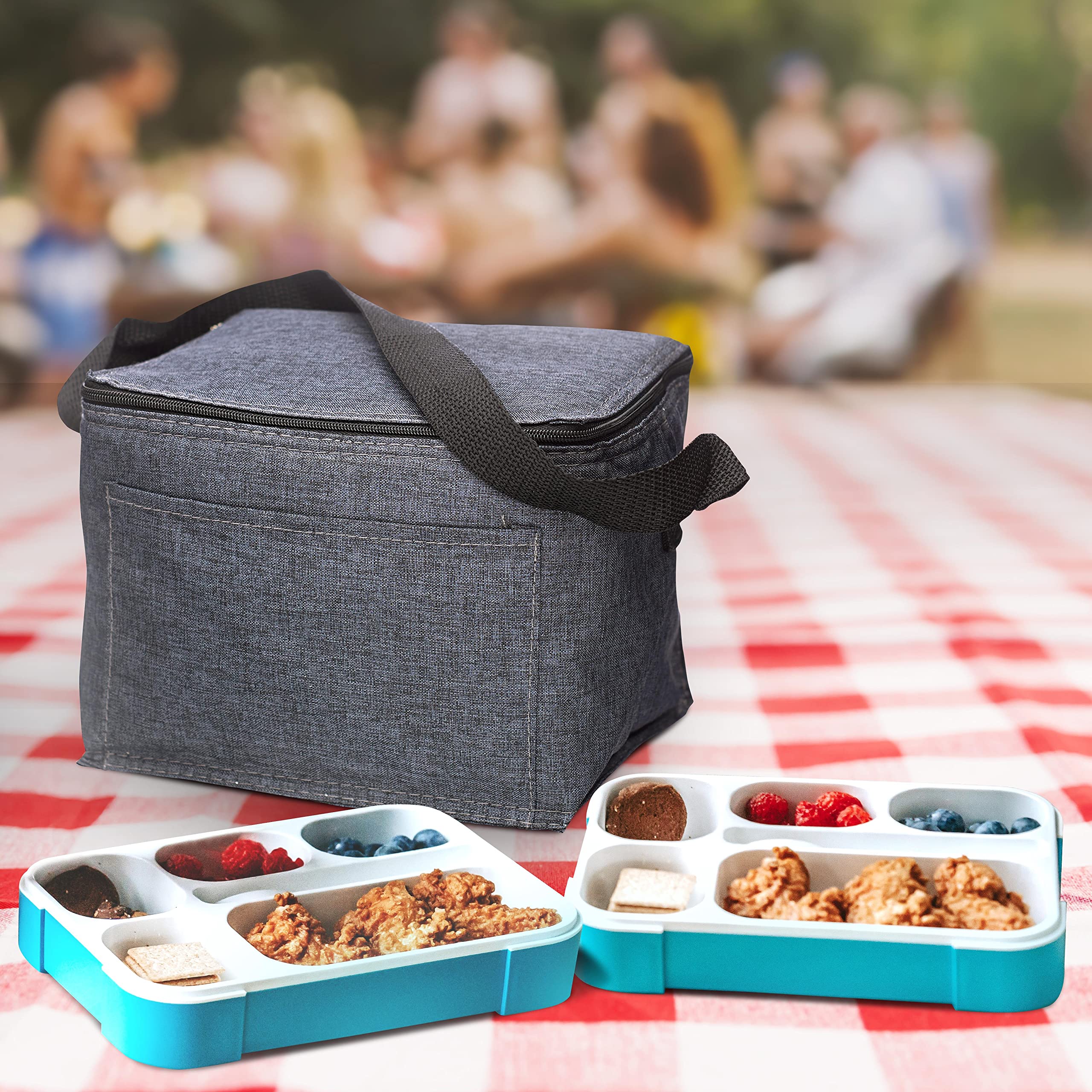 Custom Insulated Cooler Lunch Bag Set of 10/50/100, Personalized Bulk Pack - Perfect for Work, Travel, Outdoor Events - Blue