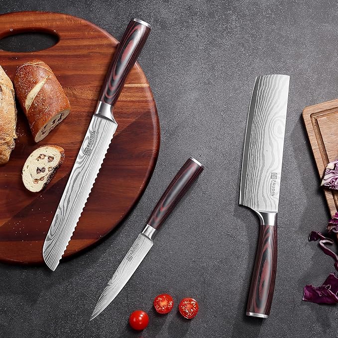 PAUDIN Chef Knife Set, 7 Pieces Kitchen Knife Set, Ultra Sharp Knife Set