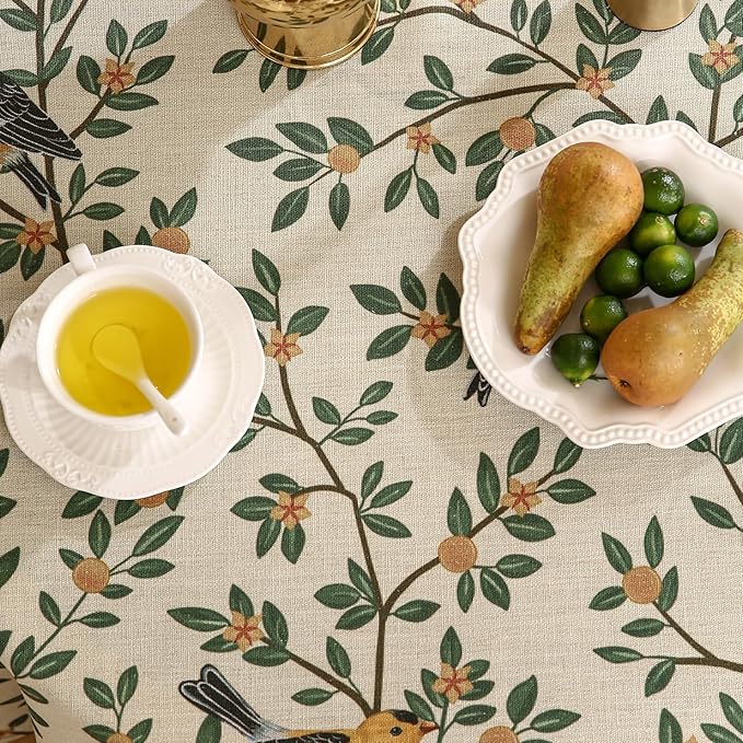 patdrea Designer French Linen Tablecloth,Round,Diameter 55"-Warbler A