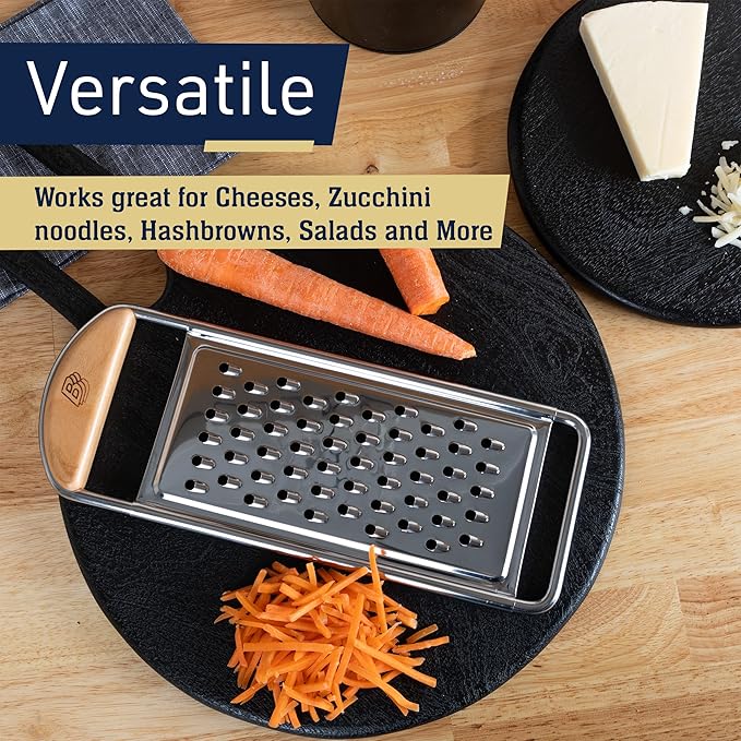 Kings County Tools Cheese Grater Handheld, Flat Food Grater, 12” x 4.5”