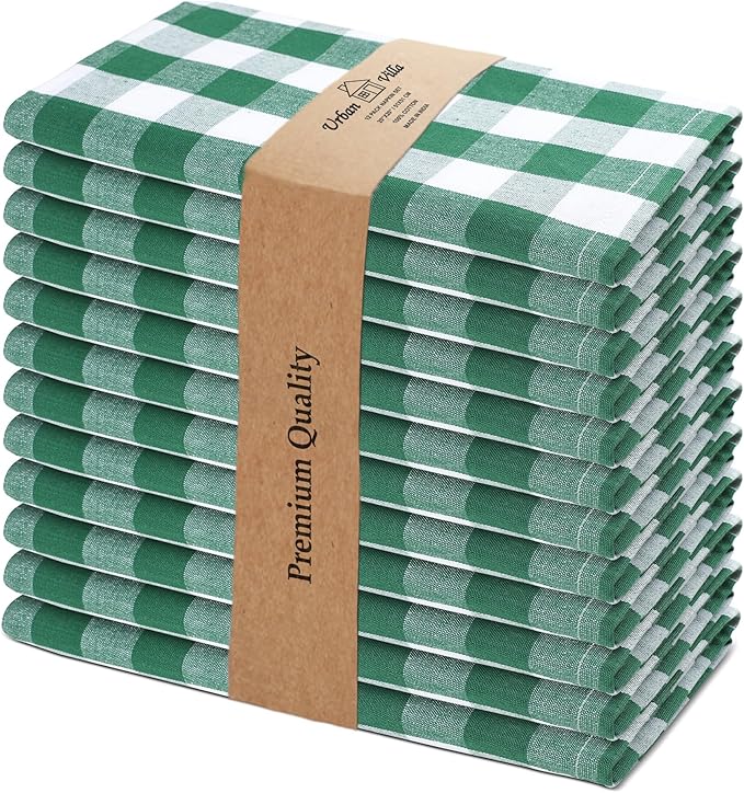 Urban Villa Cloth Napkins Cotton 20x20 (Set of 12) Hunter White