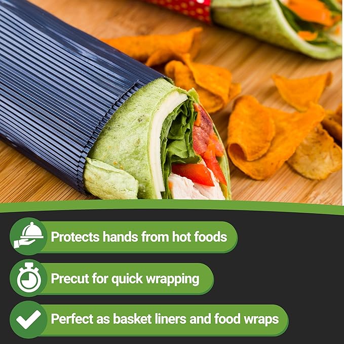 Restaurantware 12" x 12" Rippled Aluminum Foil Food Wrap and Fry Basket Liner: Perfect for Restaurant Take Out Bakeries and Food Trucks - Navy Foil Sandwich Wraps - 500-CT