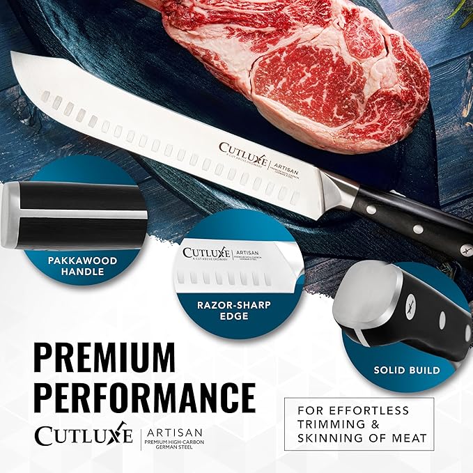 Cutluxe Butcher Knife 10" Bullnose Carving Knife for Meat – German Steel