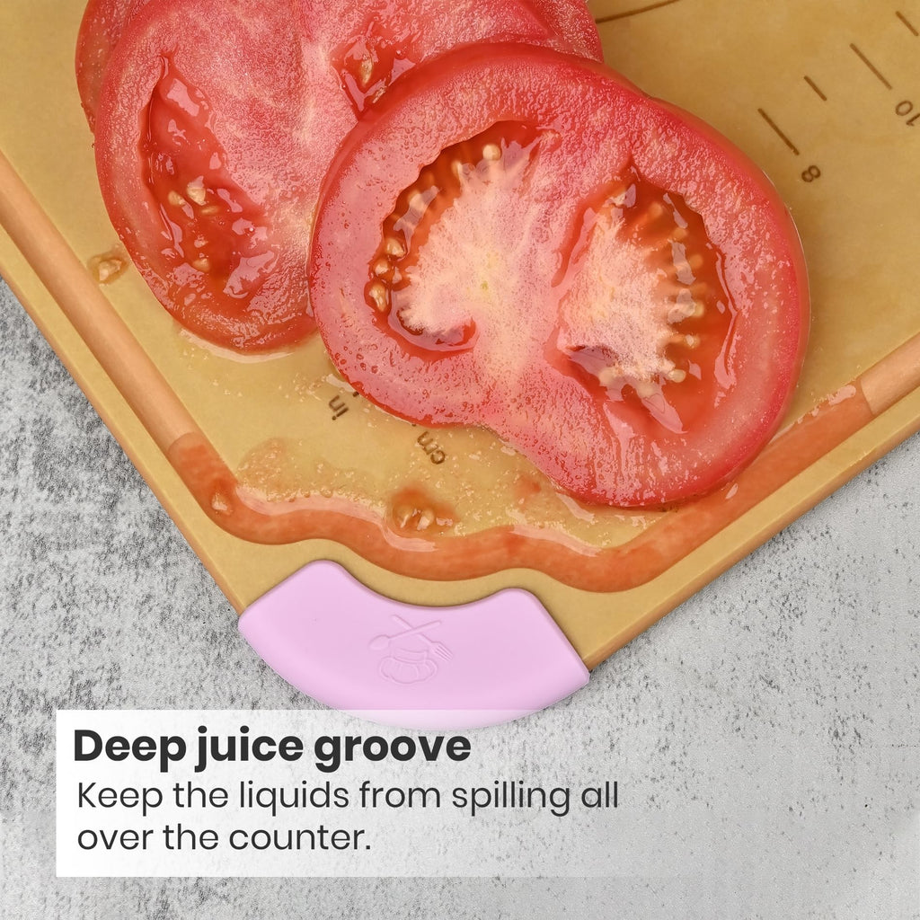 VAL CUCINA Wood Cutting Boards for Kitchen, Reversible Chopping Boards with Juice Grooves Non Slip Feet, Natural Wood Fiber, Dishwasher Safe, Eco-Friendly, Juice Grooves,BPA Free