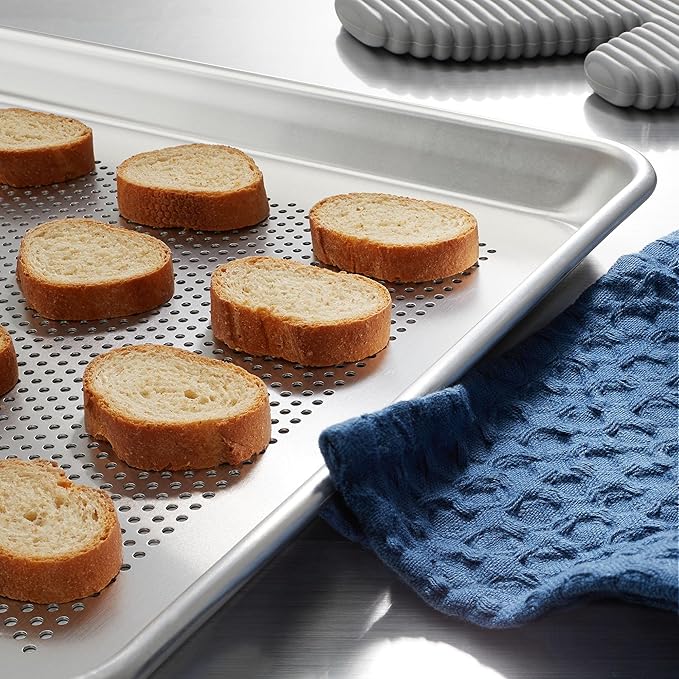 GRIDMANN 13" x 18" Commercial Grade Perforated Aluminum Baking Sheet Pan, Half Size Baking Tray - 6 Pans
