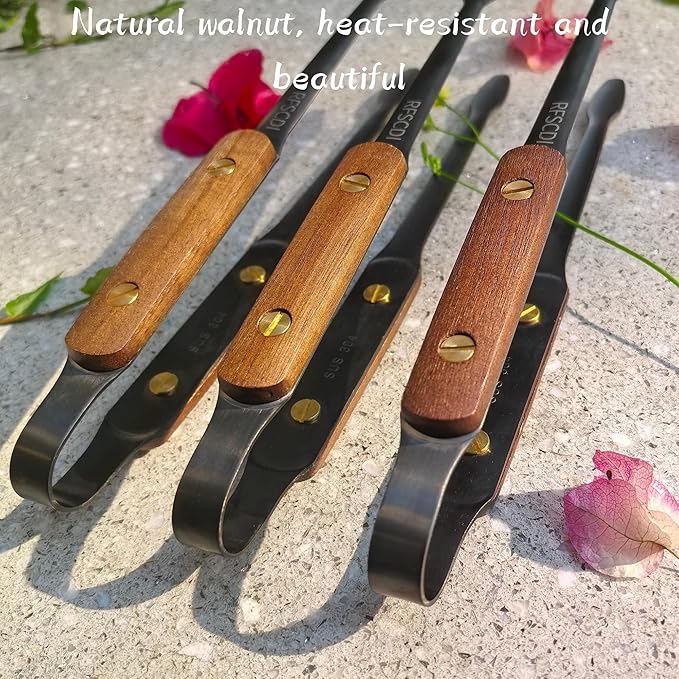 Exquisite Lightweight Cooking Tongs - 304 Stainless Steel & Walnut Wood, Comfortable Grip, Non-Slip Design, High Heat Resistant - Ideal for Light and small food, Kitchen Plating, Korean BBQ, 9-Inch