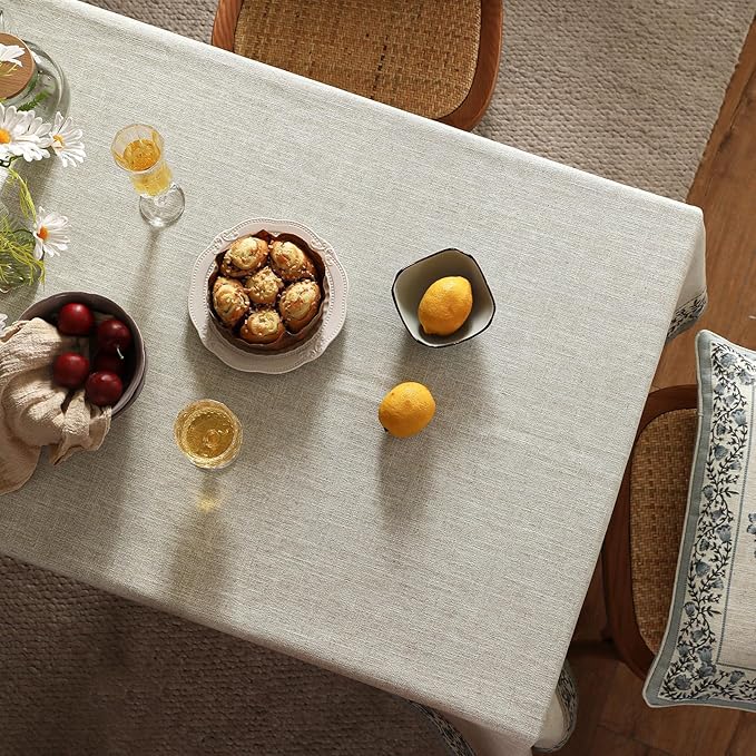 ISAENNE Designer Linen Rectangular Tablecloth,110"x63"-Segerman B