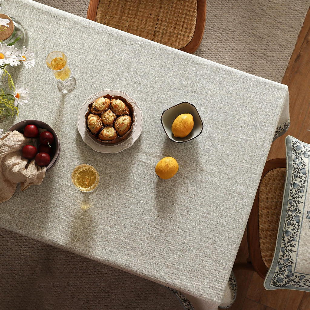 ISAENNE Designer Linen Rectangular Tablecloth,71"x55"-Segerman B