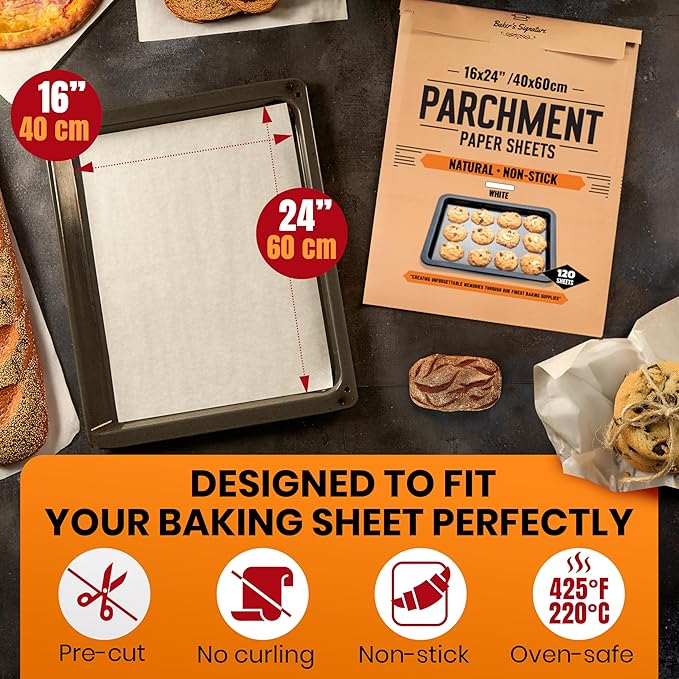 120 Pcs 16x24" Parchment Paper Sheets by Baker's Signature