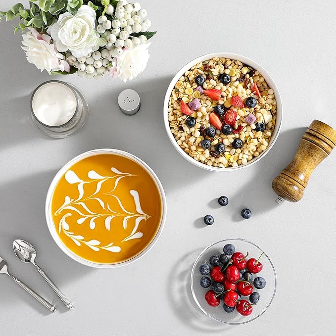 MALACASA Salad Soup Bowls Set of 2, 44 OZ Ceramic Bowls for Kitchen