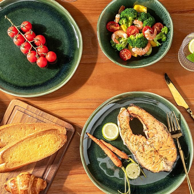 AmorArc Ceramic Dinnerware Sets for 4, 12Pcs Plates and Bowls Sets Dishes