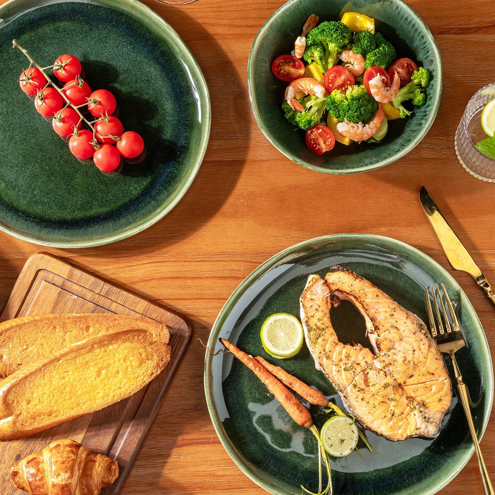 AmorArc Ceramic Dinnerware Sets for 8, 24Pcs Plates and Bowls Sets Dishes