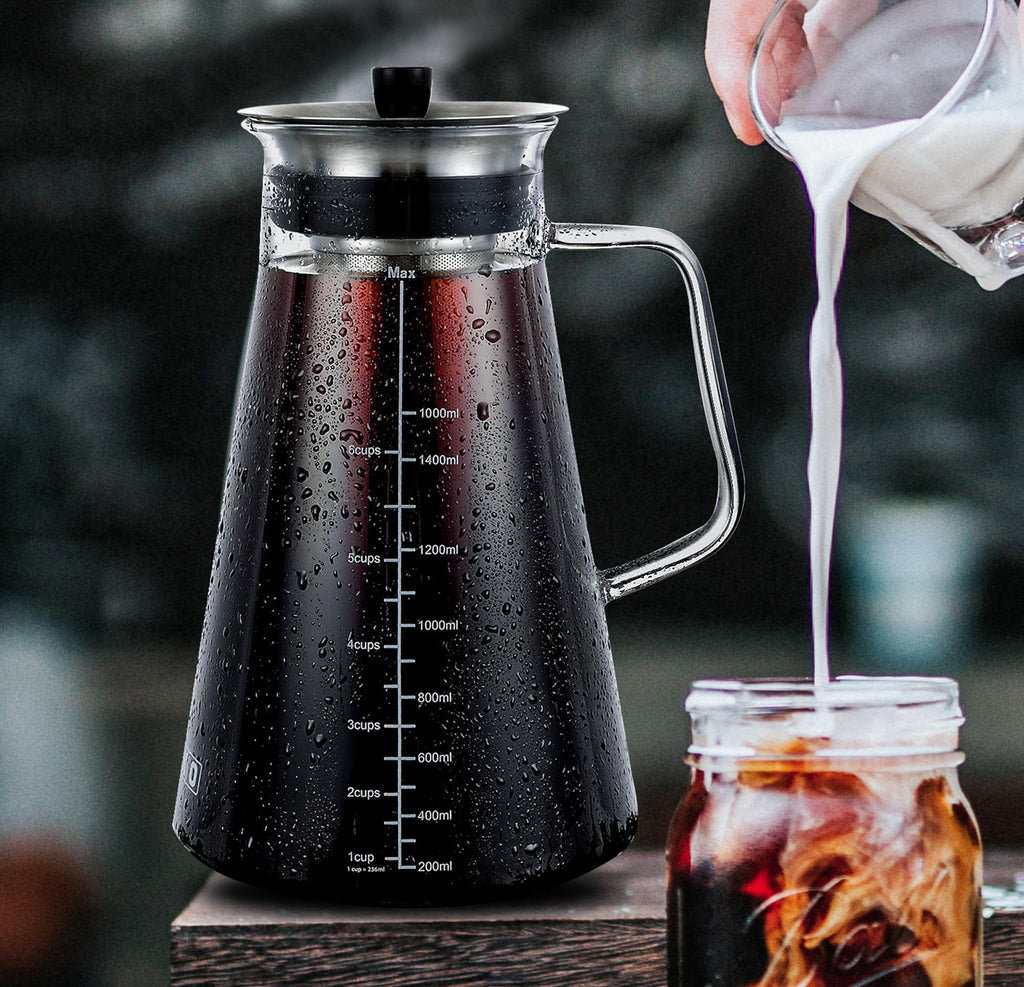 Aquach 51oz Cold Brew Maker, Borosilicate Glass Iced Coffee Tea Pitcher