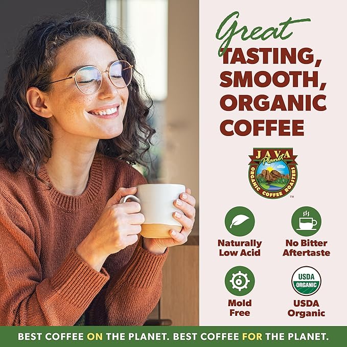 Java Planet Low Acid Organic Guatemalan Coffee Beans, Medium Roast, 16 oz