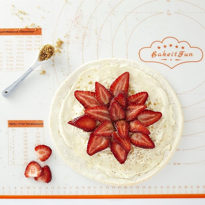 BakeitFun Silicone Pastry Mat X-Large 29.5 x 20.5 Inches, Nonstick Dough Rolling Mat with Measurement Markings, Heat Resistant to 450°F, BPA Free, Dishwasher Safe Baking Mat