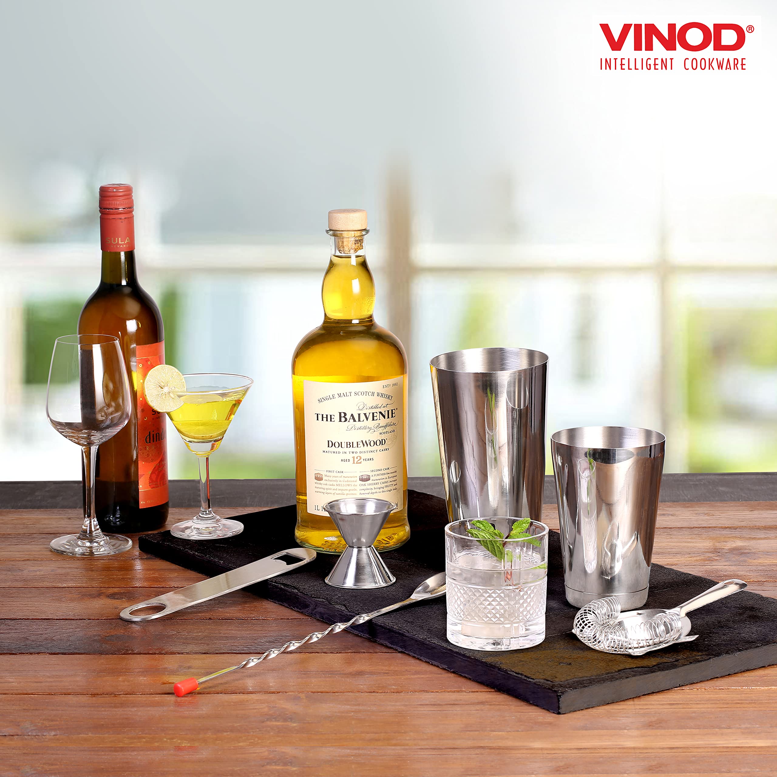 Vinod Stainless Steel Cocktail Set, 17-Piece Bar Accessories, for Parties