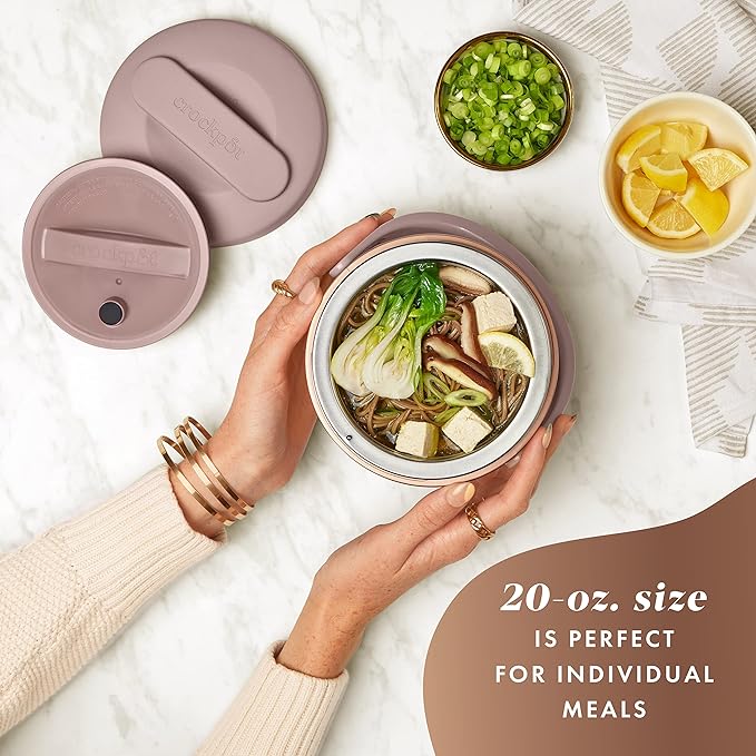 Crock-Pot 20-Ounce Electric Lunch Box, Portable Food Warmer, Blush Pink | Perfect for Travel, Car, On-the-Go | Spill-Free, Dishwasher-Safe