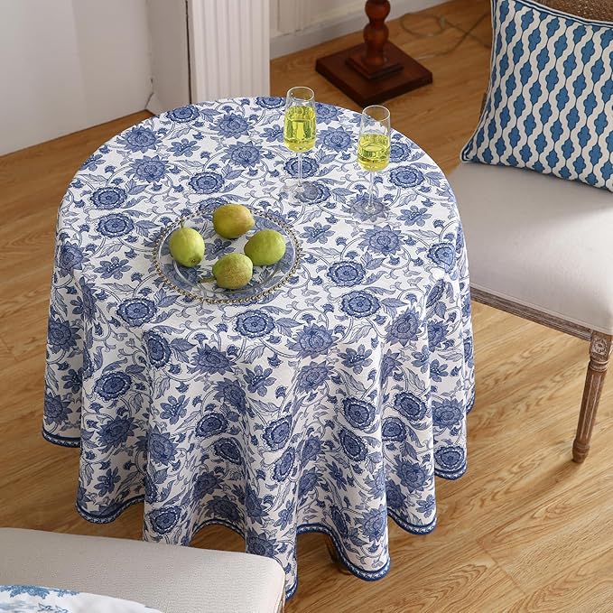 patdrea Elegant French Linen Tablecloth,Round,Diameter 55"-Lantang A