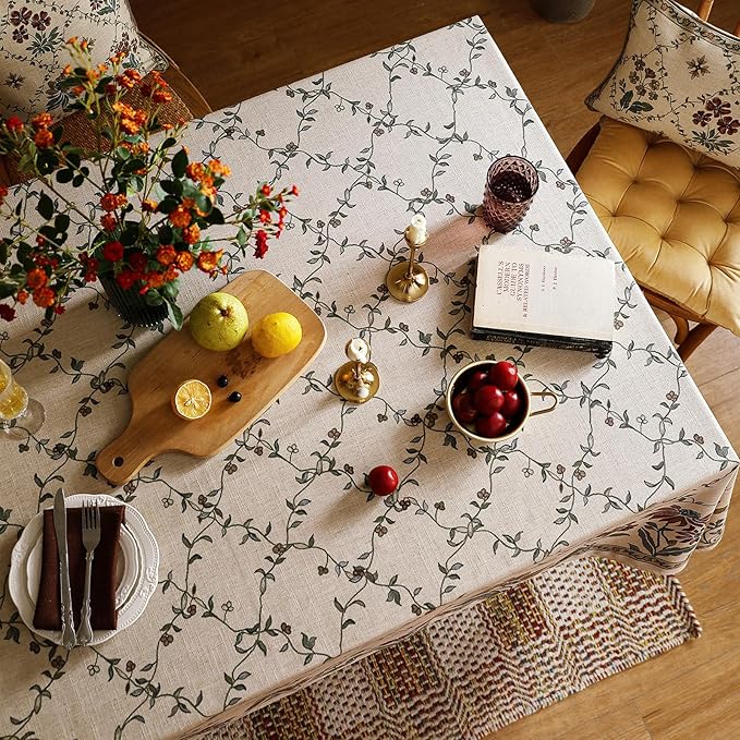 patdrea Vintage French Linen Tablecloth,Rectangular,79"x55"-Oliveirad