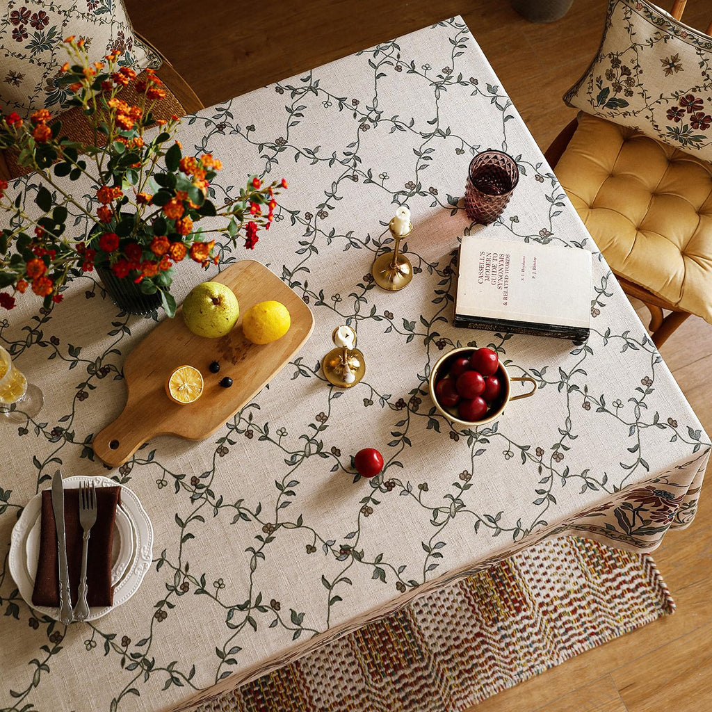 patdrea Vintage French Linen Tablecloth,Square,55"x55"-Oliveirad