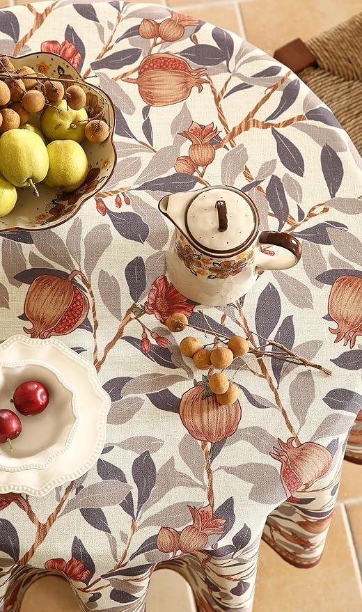 patdrea Vintage French Linen Tablecloth,Round,Diameter 55"