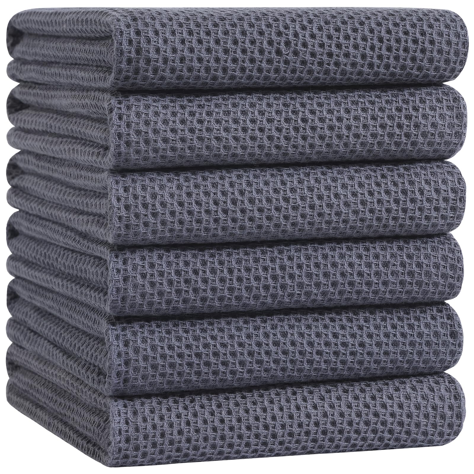 Homaxy 100% Cotton Waffle Weave Kitchen Dish Cloths, Ultra Soft Absorbent Quick Drying Dish Towels, 12 x 12 Inches — 20 X 28 - 6 Pack