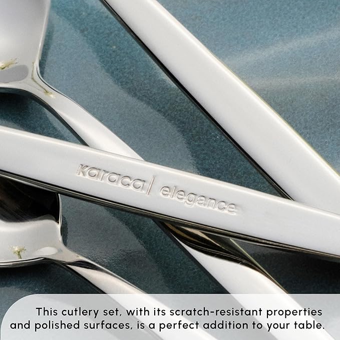 Karaca Thor 84-Piece Table Silverware Cutlery Set with Box, Stainless Steel in Elegant Box, Stylish and Durable Cutlery for Demanding Table Culture