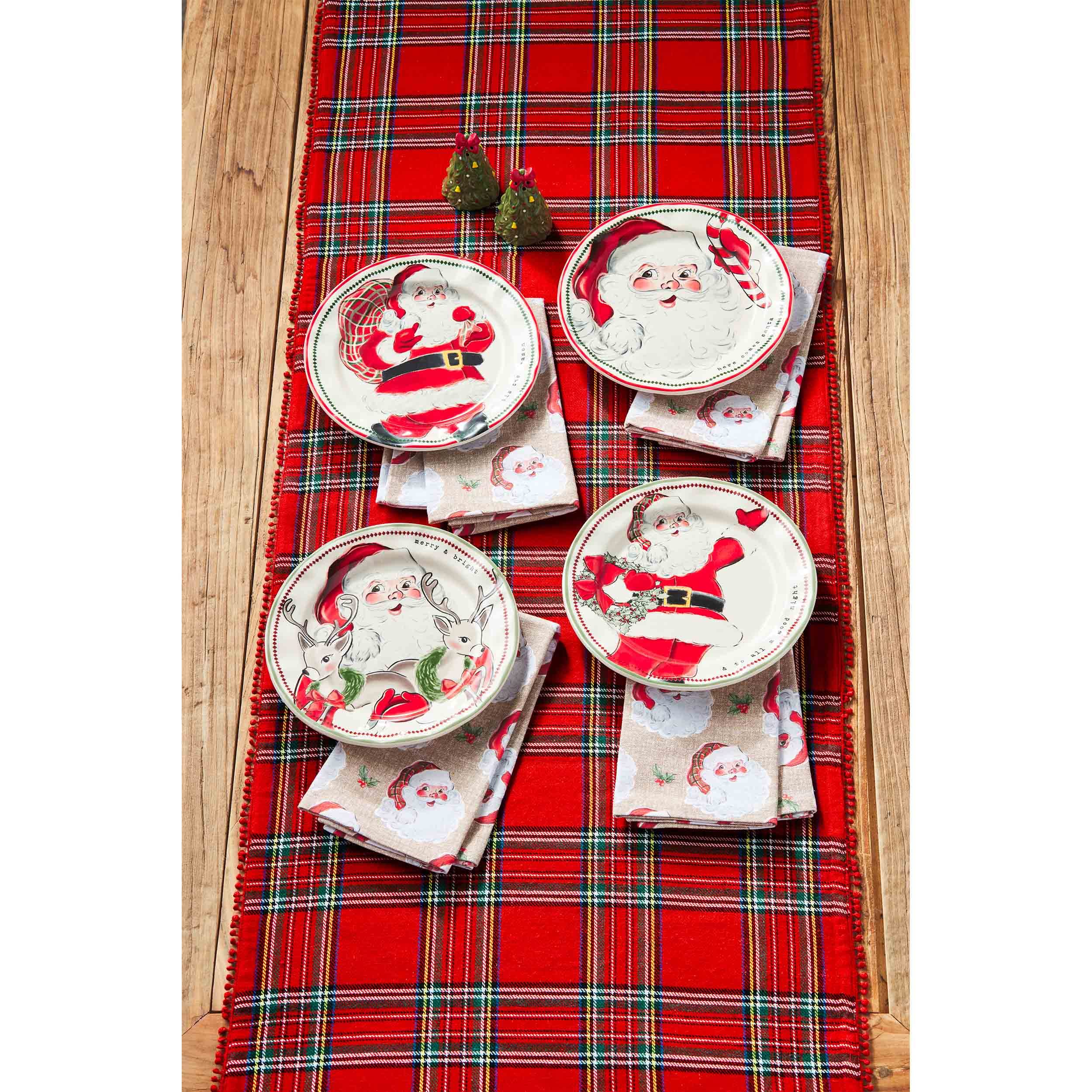 Mud Pie Santa Salad Christmas Plate, Candy Cane, 8" dia