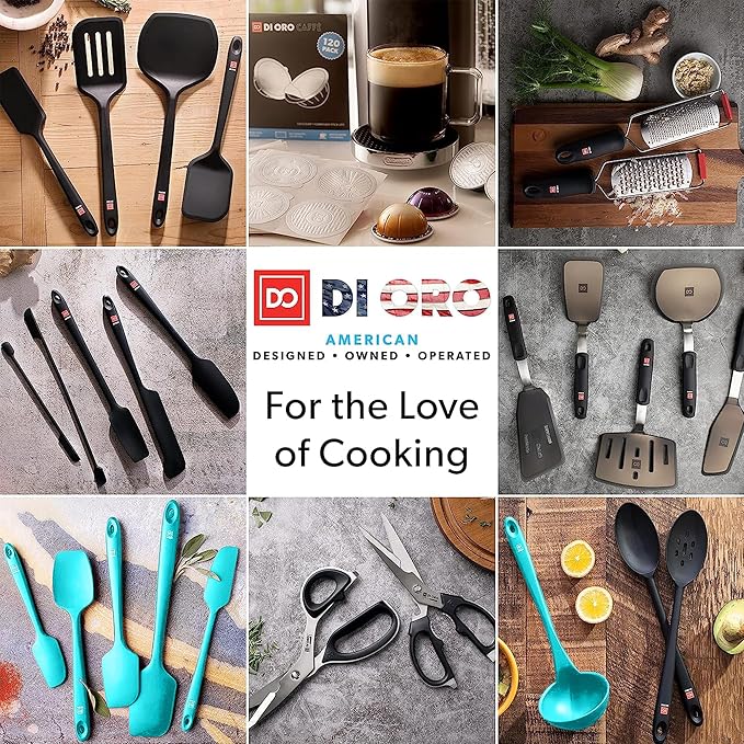 DI ORO Silicone Spatula Set - 600F Heat Resistant, 4-Pc Teal