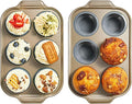 LCKitchen 2-Pack Foldable Nonstick Silicone Baking Pans, 6 Cups for Baking Muffins, Egg Bite, Brownies. Easy to pop and clean. Dishwasher Safe BPA Free.