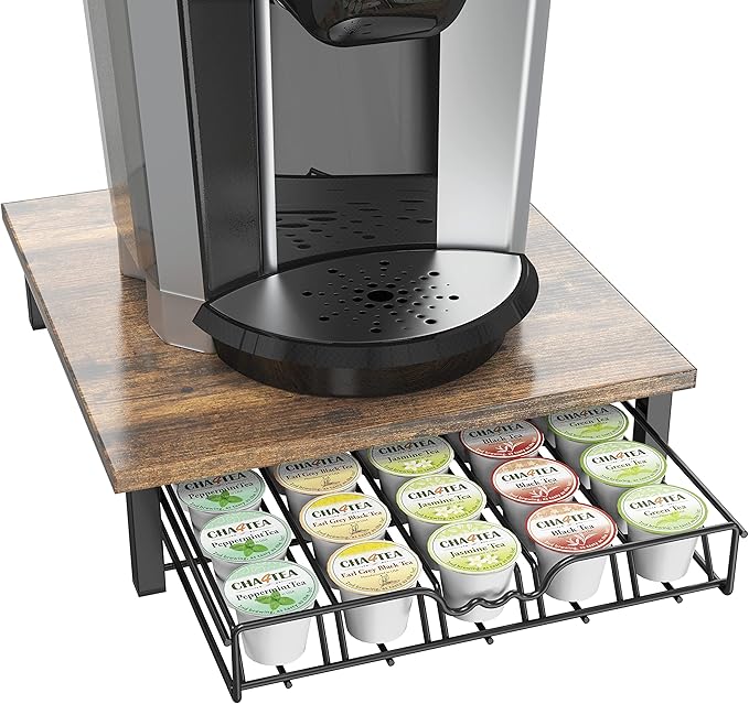 Deco Brothers K-Cup Holder Drawer for 30 Coffee Pods Storage, Rustic Brown
