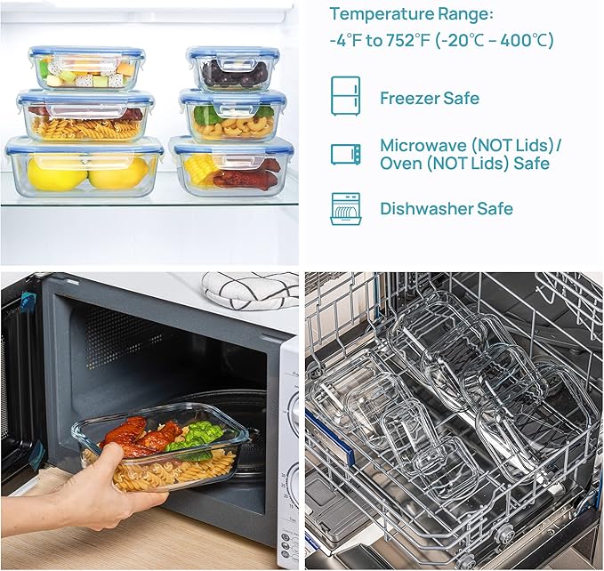 Vtopmart 8 Pack Glass Food Storage Containers with Airtight Lids