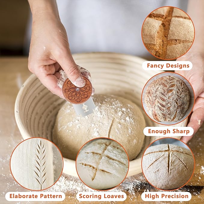 Epritliber UFO Bread Lame Sourdough Scoring Tool Bread Scorer,Circle-brown