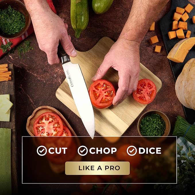 Cutluxe Chef Knife 8" Japanese Kitchen Knife – High Carbon Steel, Full Tang
