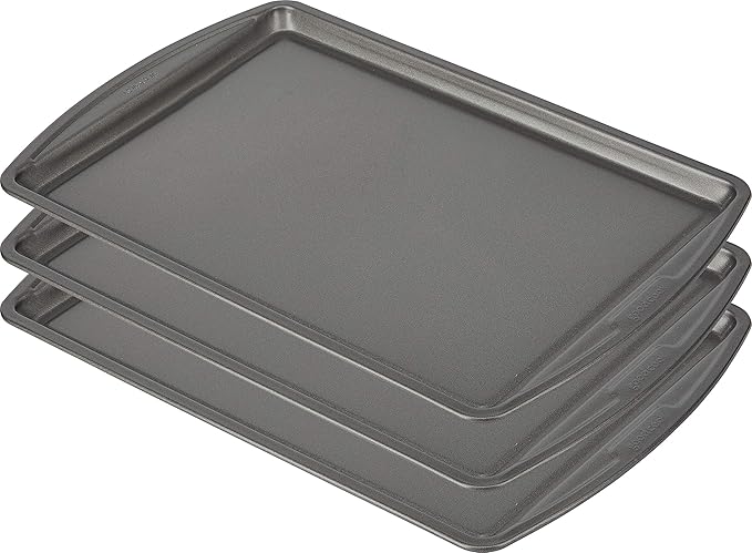 GoodCook Everyday Baking Sheet Set Nonstick Carbon Steel Standard-Sized Cookie Sheets for Even Baking, Bakeware Set Includes 3 Pans with Scratch-Resistant Finish, 13x9-Inch, Gray